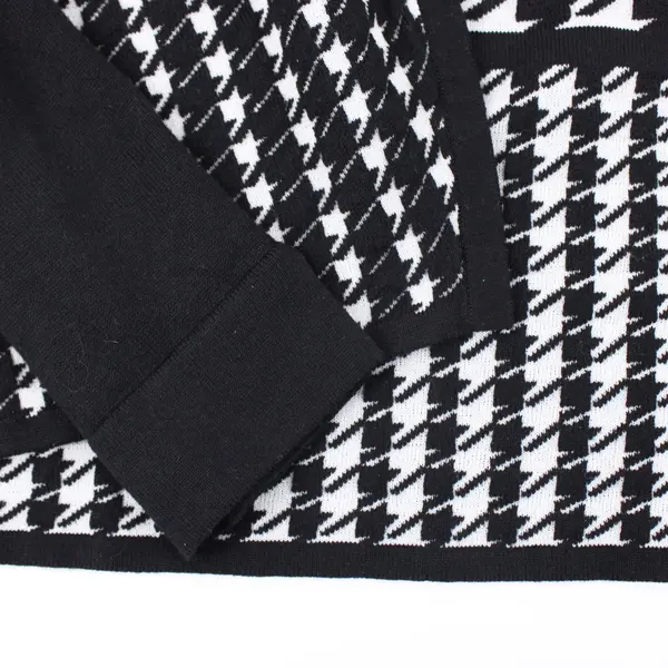 Dana Buchman Women's Small Black White Houndstooth Cardigan