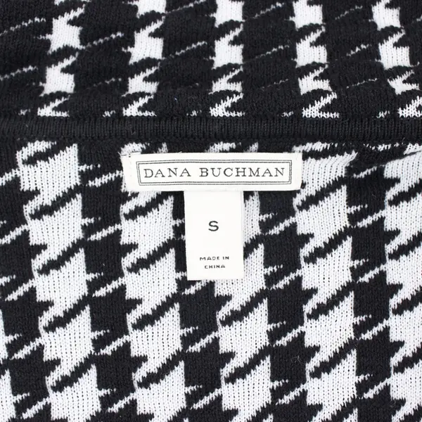 Dana Buchman Women's Small Black White Houndstooth Cardigan