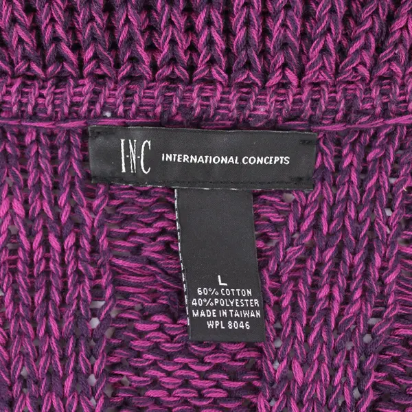 INC International Concepts Women's Large Navy Purple Ruffle Knit Cardigan