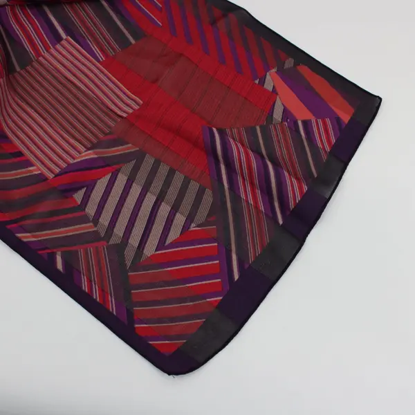 Jones New York Sheer Red Purple Striped Scarf 12.5 x 58"