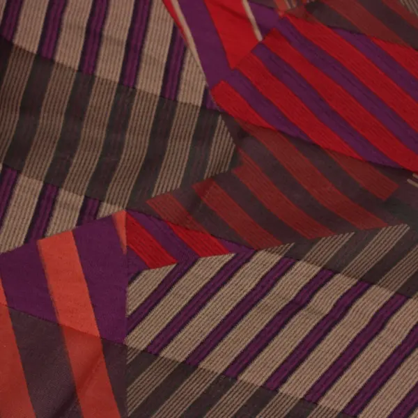 Jones New York Sheer Red Purple Striped Scarf 12.5 x 58"