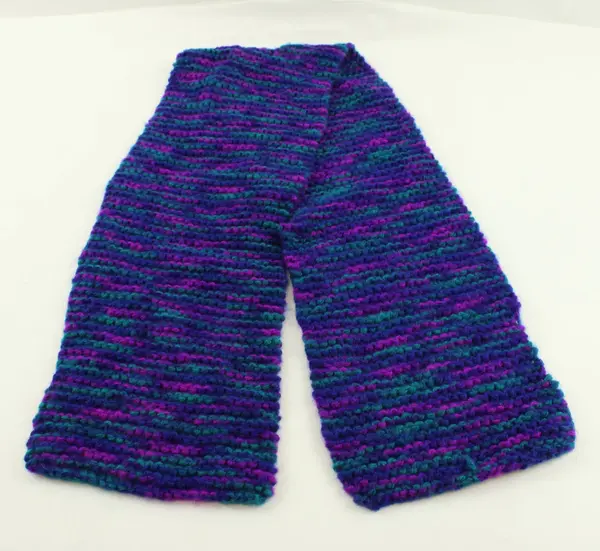 Multicolor Chunky Knit Scarf Purple Blue Teal Warm Textured