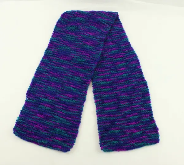 Multicolor Chunky Knit Scarf Purple Blue Teal Warm Textured