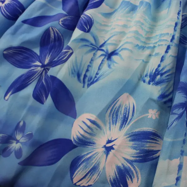 Two Palms Women's Blue Tropical Floral Smocked Midi Dress One Size