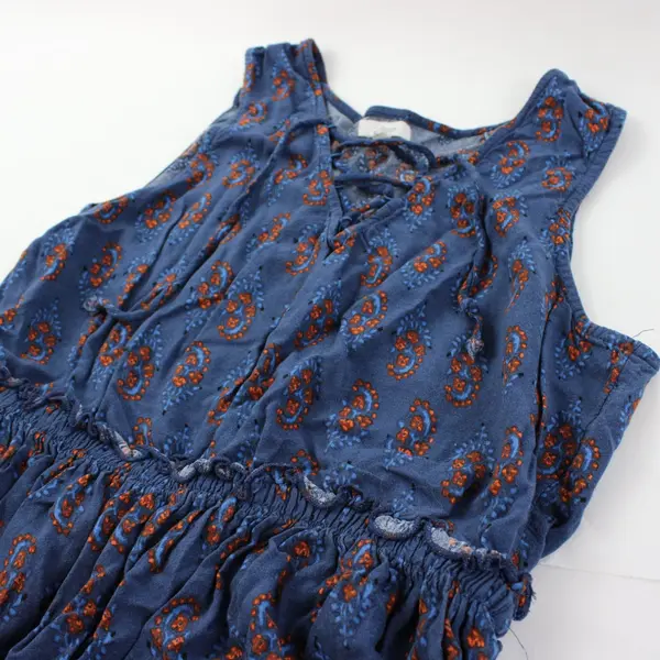 Maurices Women's Small Blue Orange Sleeveless Boho Peasant Peplum Top