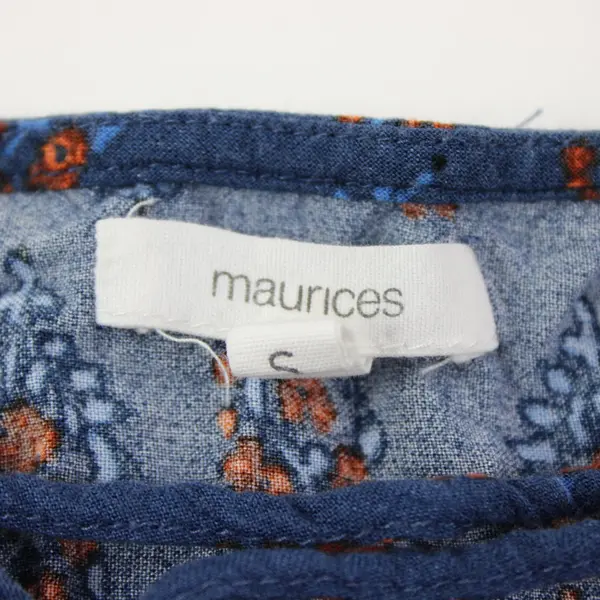 Maurices Women's Small Blue Orange Sleeveless Boho Peasant Peplum Top