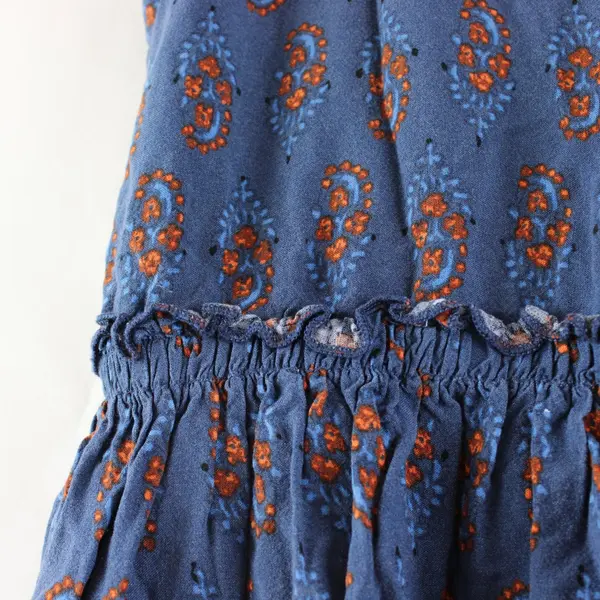 Maurices Women's Small Blue Orange Sleeveless Boho Peasant Peplum Top