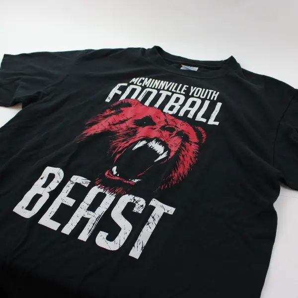 Port & Company McMinnville Youth Football Beast T-Shirt Men's M Black