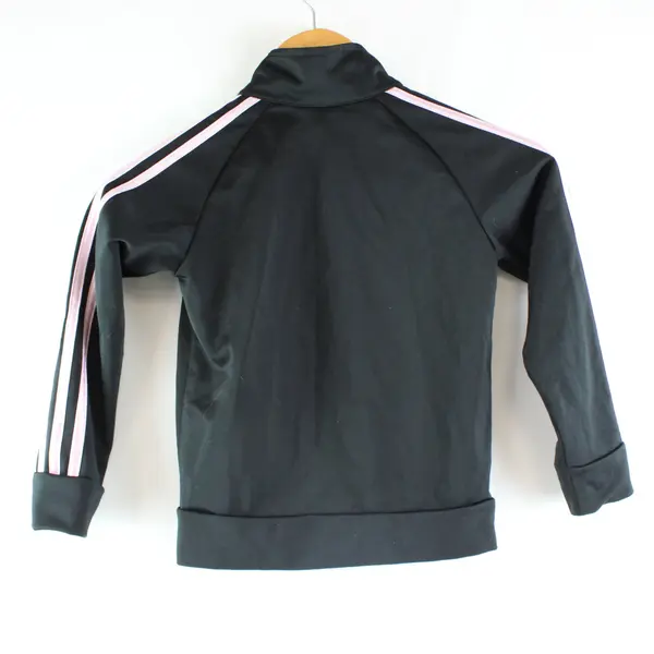 adidas Girls Track Jacket Black Pink Size 5 Regular Fit