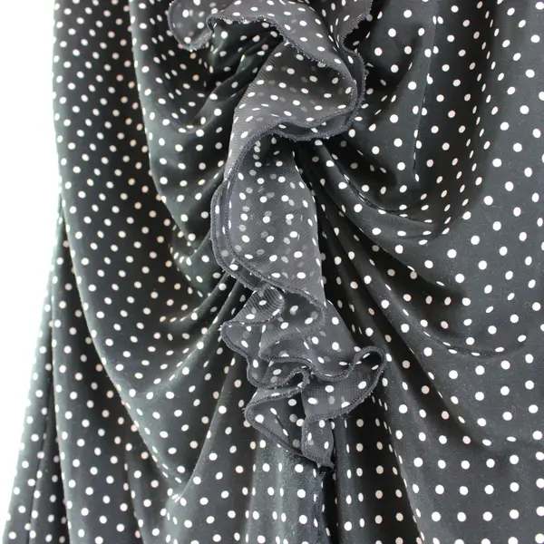White House Black Market Women's Medium Black White Polka Dot Ruffle Top