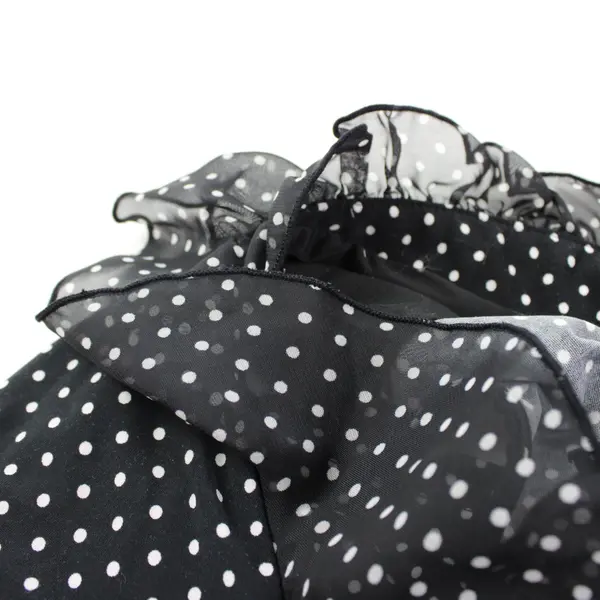 White House Black Market Women's Medium Black White Polka Dot Ruffle Top
