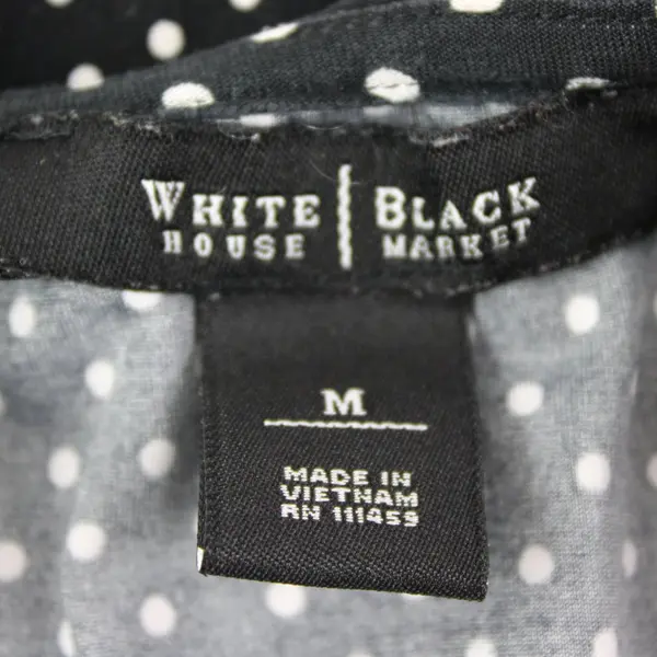 White House Black Market Women's Medium Black White Polka Dot Ruffle Top