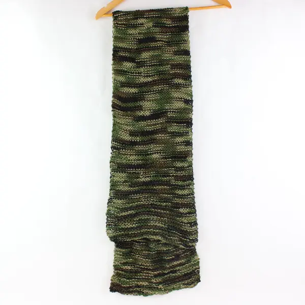 Handmade Crochet Green Black Camo Scarf Textured 60 Inch