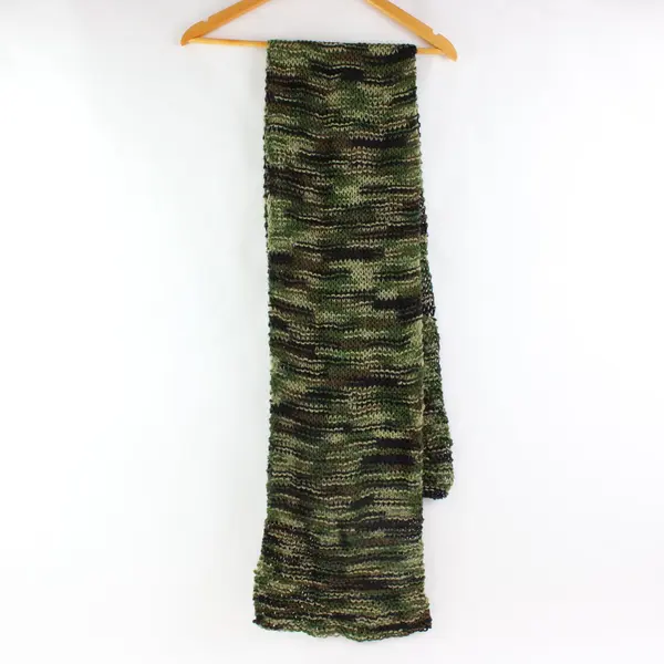 Handmade Crochet Green Black Camo Scarf Textured 60 Inch
