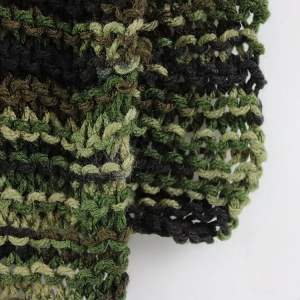 Handmade Crochet Green Black Camo Scarf Textured 60 Inch