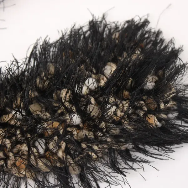 Black & Cream Eyelash Fringe Scarf Textured Accent Wrap