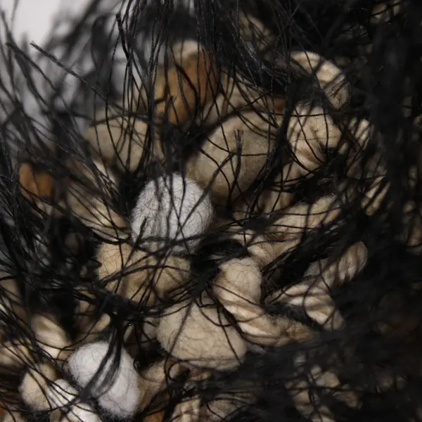 Black & Cream Eyelash Fringe Scarf Textured Accent Wrap