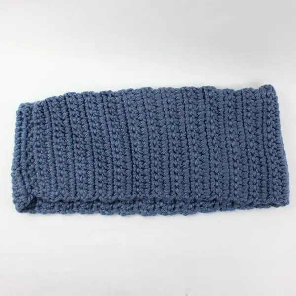 Blue Handmade Crocheted Infinity Scarf Textured Loop Neck Wrap