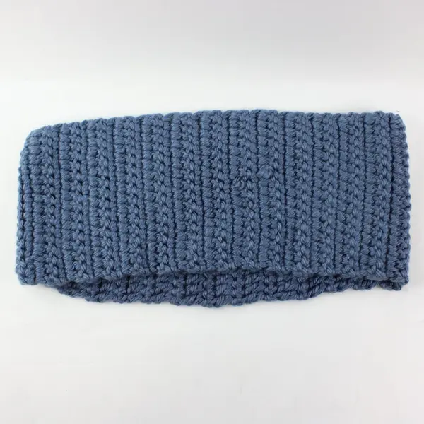 Blue Handmade Crocheted Infinity Scarf Textured Loop Neck Wrap