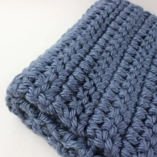 Blue Handmade Crocheted Infinity Scarf Textured Loop Neck Wrap