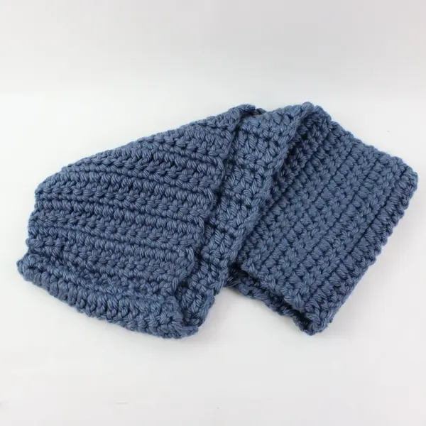 Blue Handmade Crocheted Infinity Scarf Textured Loop Neck Wrap