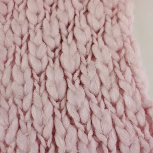 Women's Hand Knit Chunky Scarf Pale Pink Open Knit Fringe Handmade