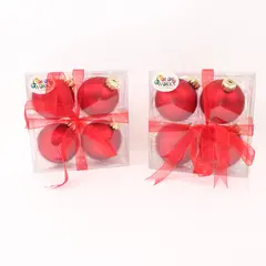 Lot of 8 Roman Inc. Color Works Vintage Red Glass Bauble Ornaments