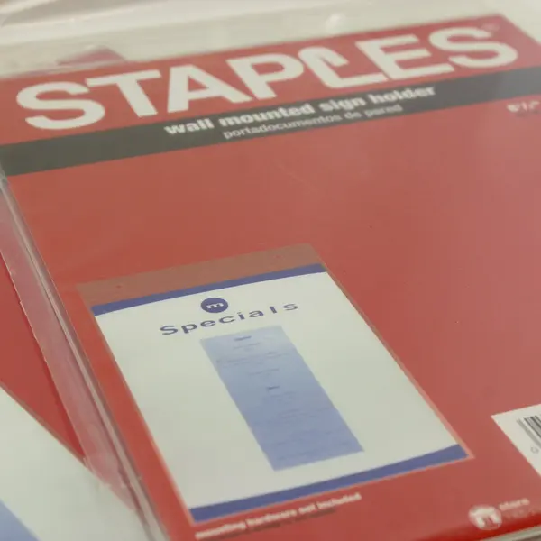 Staples Wall-Mounted Sign Holders 8.5 x 11 in Lot of 2 68201SUS