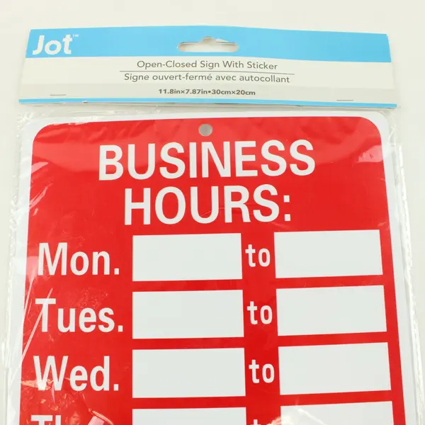 Jot Open/Closed Sign With Stickers Door Wall Hanging Business Display