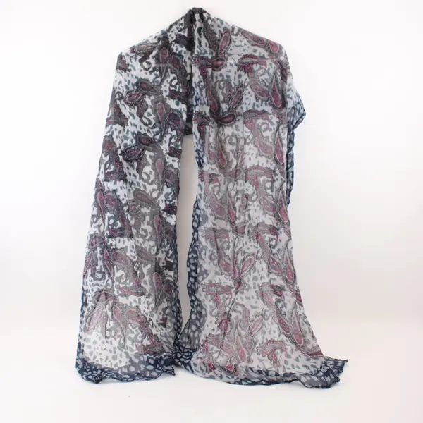 Cotton Paisley Scarf Teal Burgundy Black White