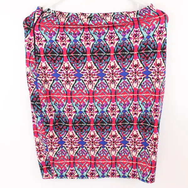 White Mark Women's Small Pencil Skirt Pink Purple Blue Vibrant Print