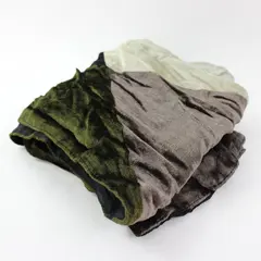 Cejon Women's Patchwork Velour-Like Scarf Black Cream Olive Taupe Gray-Brown