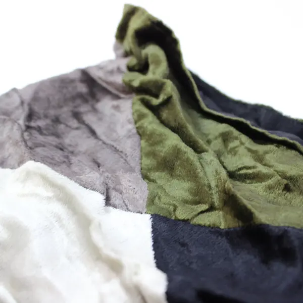 Cejon Women's Patchwork Velour-Like Scarf Black Cream Olive Taupe Gray-Brown