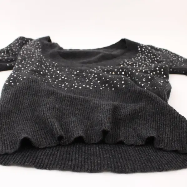 BCBG Max Azria Women's XS Charcoal Gray Sequin V-Neck Knit Top