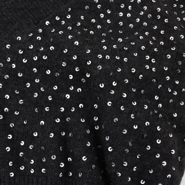 BCBG Max Azria Women's XS Charcoal Gray Sequin V-Neck Knit Top