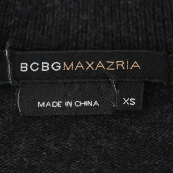 BCBG Max Azria Women's XS Charcoal Gray Sequin V-Neck Knit Top