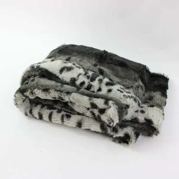Baby Jade Faux Fur Infinity Scarf Gray Black White Animal Print