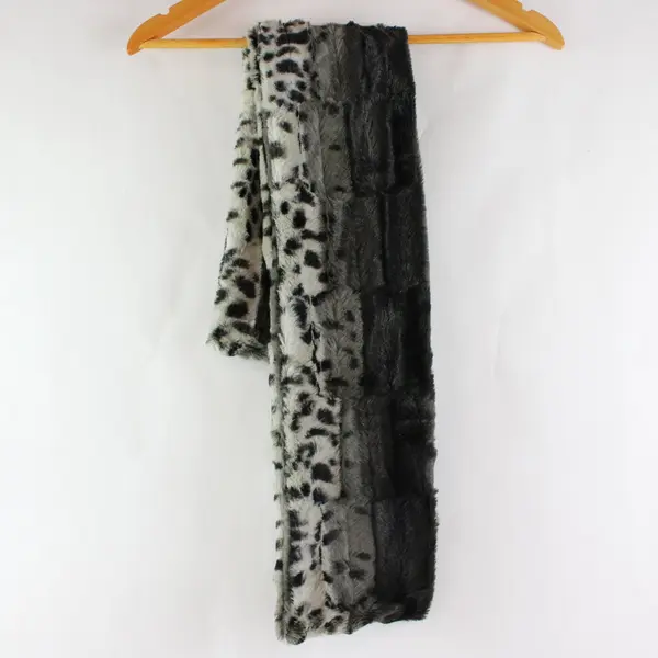 Baby Jade Faux Fur Infinity Scarf Gray Black White Animal Print