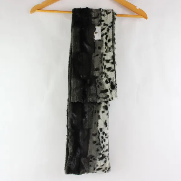 Baby Jade Faux Fur Infinity Scarf Gray Black White Animal Print
