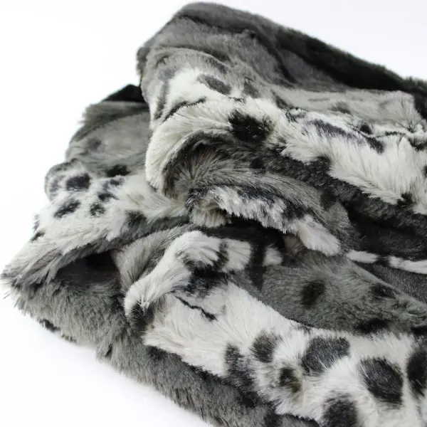 Baby Jade Faux Fur Infinity Scarf Gray Black White Animal Print