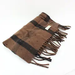 Benetton Brown Plaid Fringed Winter Scarf