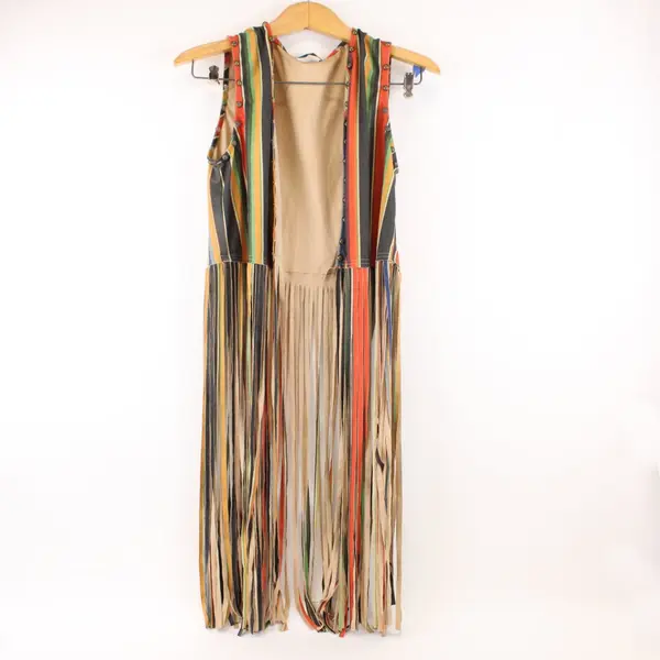 Fashion Express Women's Medium Multicolor Southwestern Fringe Vest