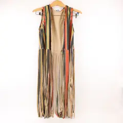 Fashion Express Women's Medium Multicolor Southwestern Fringe Vest