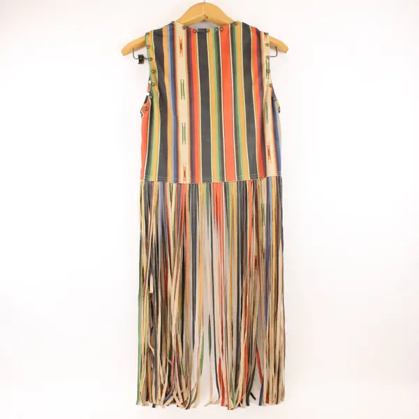Fashion Express Women's Medium Multicolor Southwestern Fringe Vest