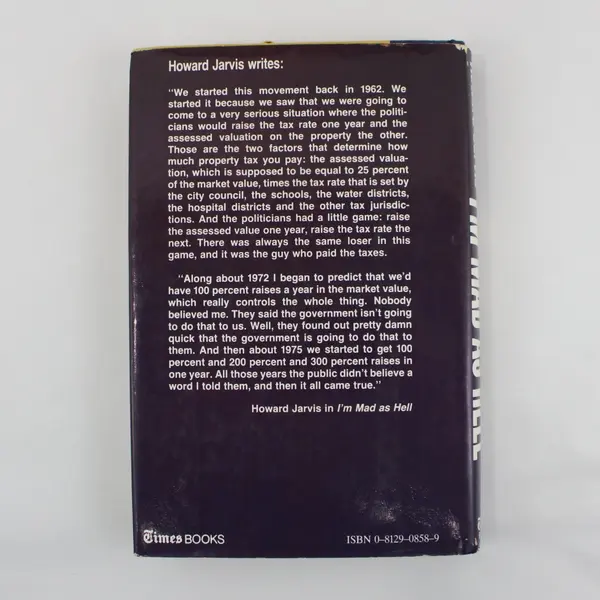Vintage Signed Howard Jarvis I'm Mad as Hell 1979 Memoir Hardcover Dust Jacket