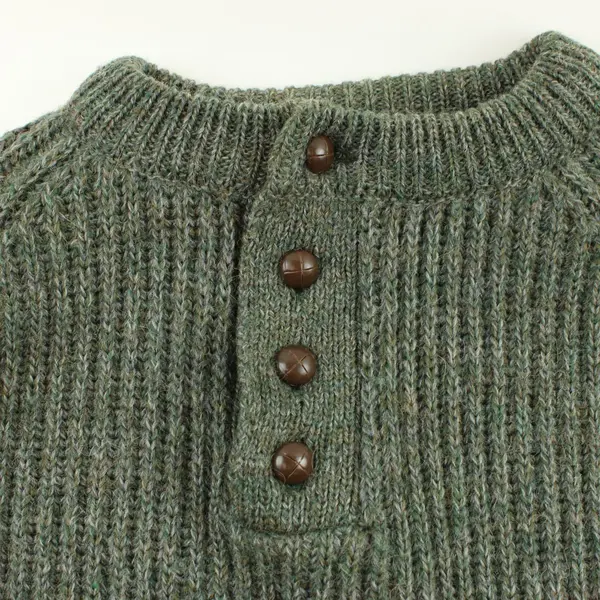 Vintage Handcraft Ltd Men's Large Green Marled Wool Knit Sweater