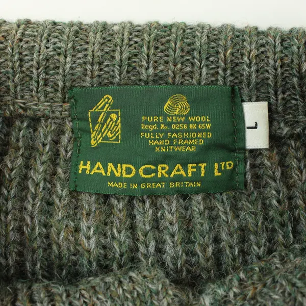 Vintage Handcraft Ltd Men's Large Green Marled Wool Knit Sweater