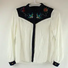 Sugarhill Women's Size 6 Western Button-Up White Navy Nautical Bird FLAW
