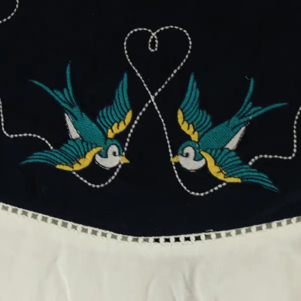 Sugarhill Women's Size 6 Western Button-Up White Navy Nautical Bird FLAW
