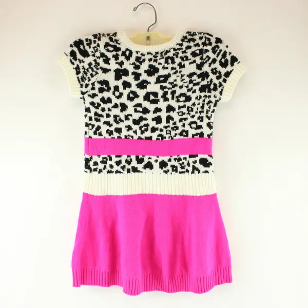 LOL Surprise Girls Sweater Dress Black White Pink Leopard Print Small